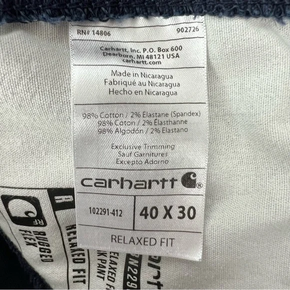 CARHARTT Men’s Work/Casual Pants Sz W40”/Inseam Measures 29” Color Blue Pockets - Picture 11 of 15